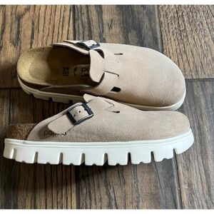 Papillio by Birkenstock Suede Clog Sandal Beige Women's Size 39 EU